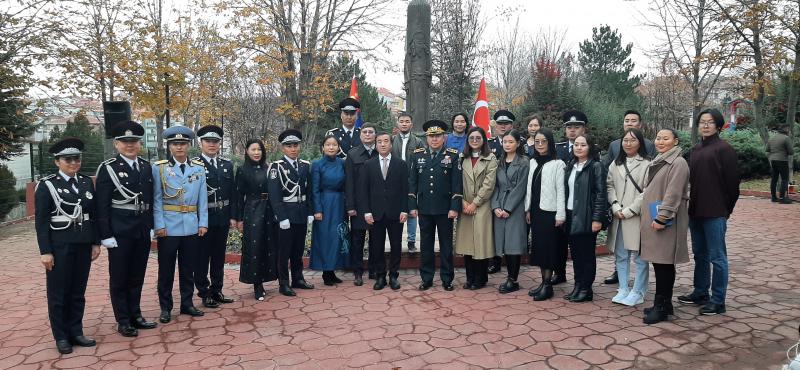 TRIBUTE PAID TO THE STATUE OF CHINGGIS KHAAN IN ANKARA